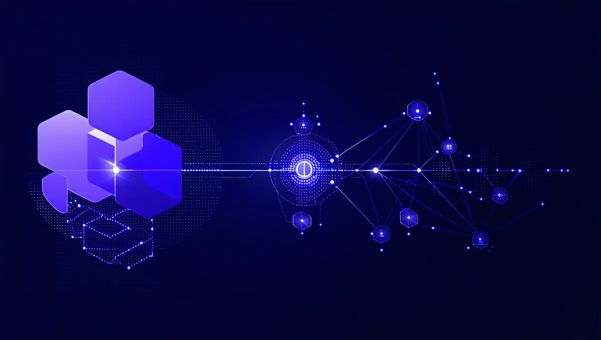 Stylized behavioral event graph showing multiple user paths converging into a retention sequence, dark dashboard aesthetic