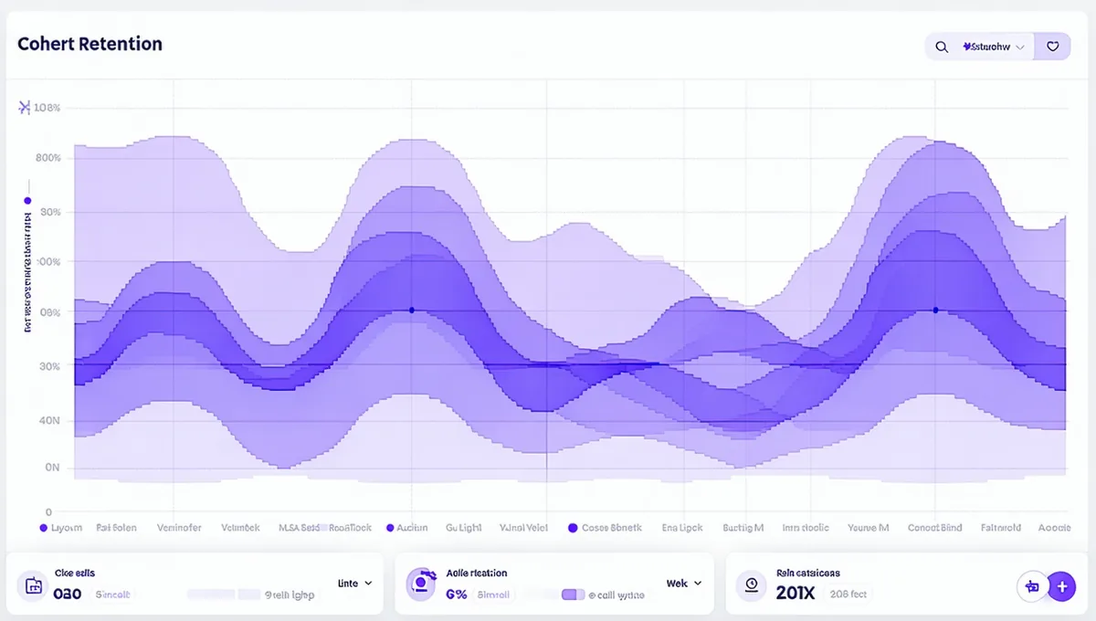 Stylized Prodlytix cohort comparison dashboard showing retention curves across two behavioral segments